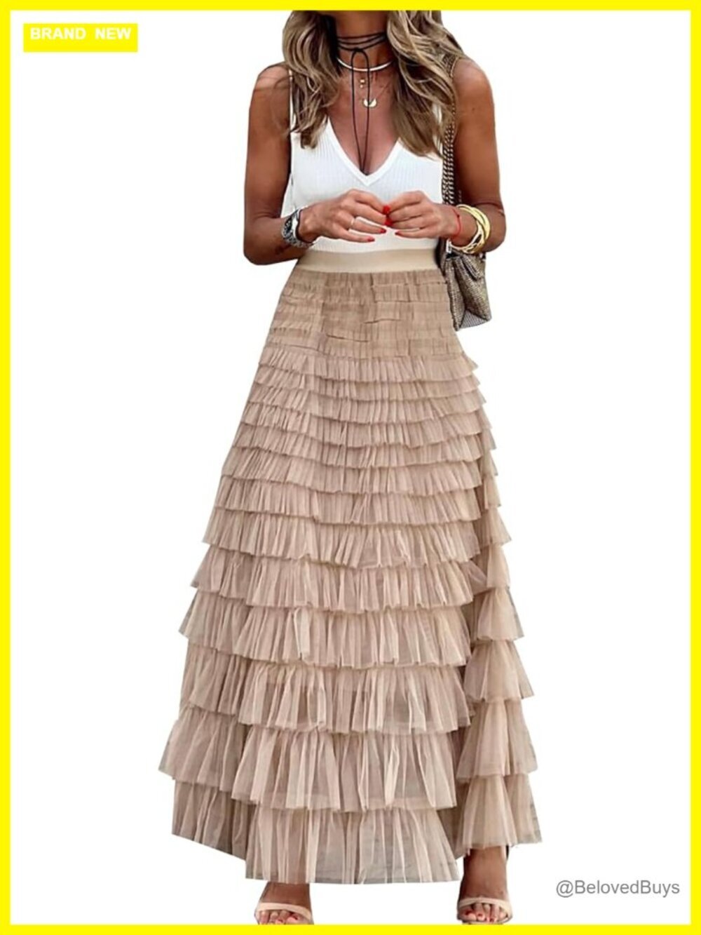 Tulle Long Maxi Skirt A Line High Waisted Tiered Layered Petticoat